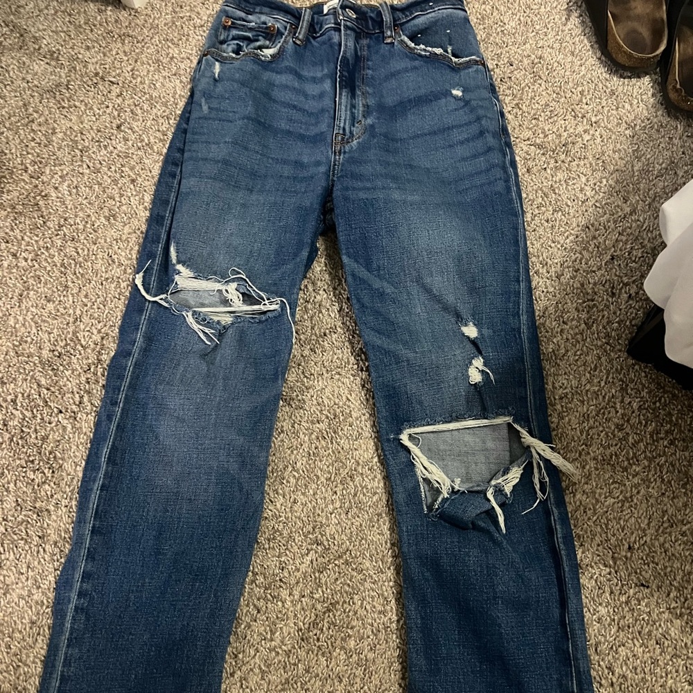 abercrombie & fitch ankle straight high rise jeans